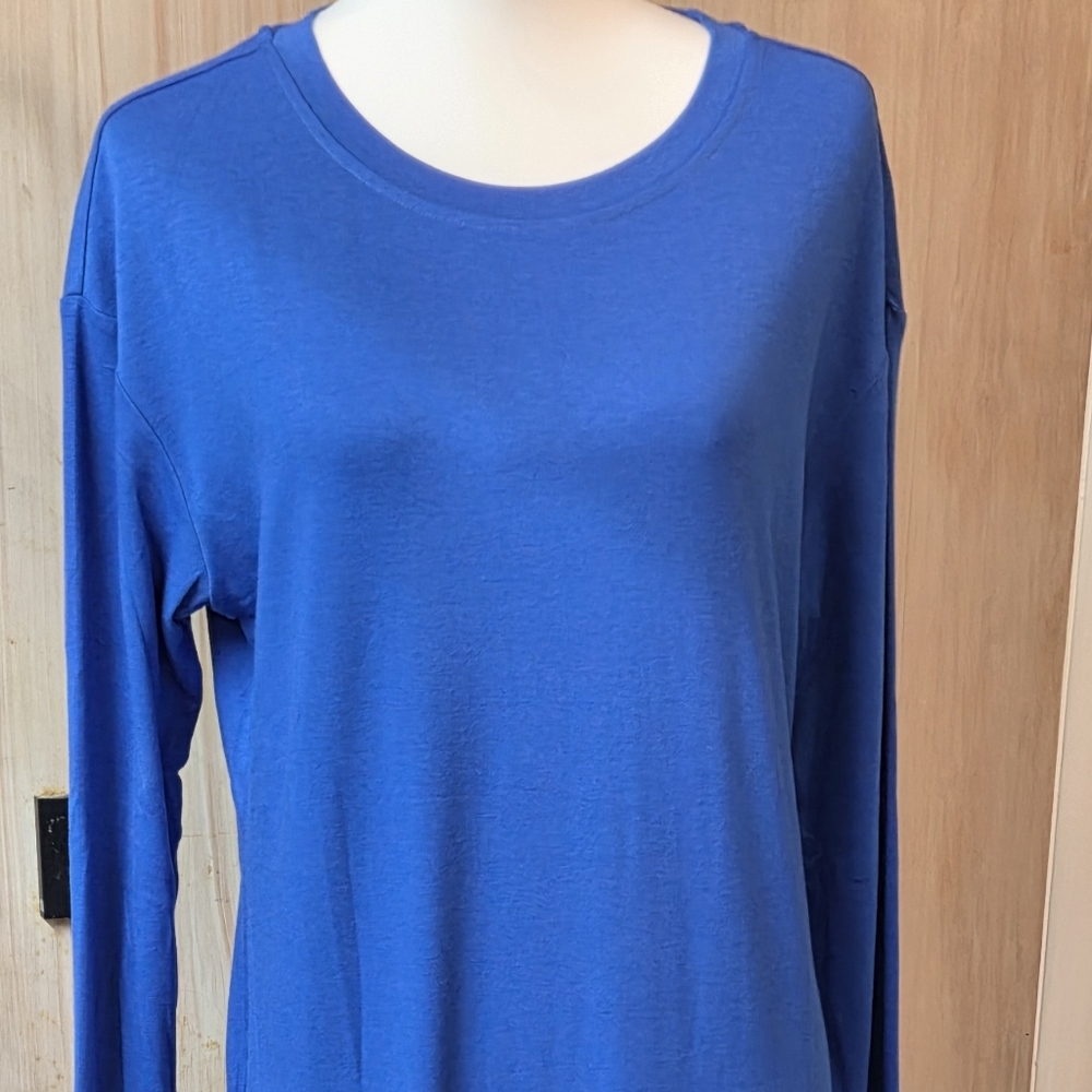 Anrabess Women's Blue Long Sleeve T-Shirt Midi Dress NWT